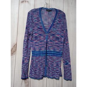 Jones New York Cardigan Womens XL Blue Pink Purple Lightweight Button Up Sweater